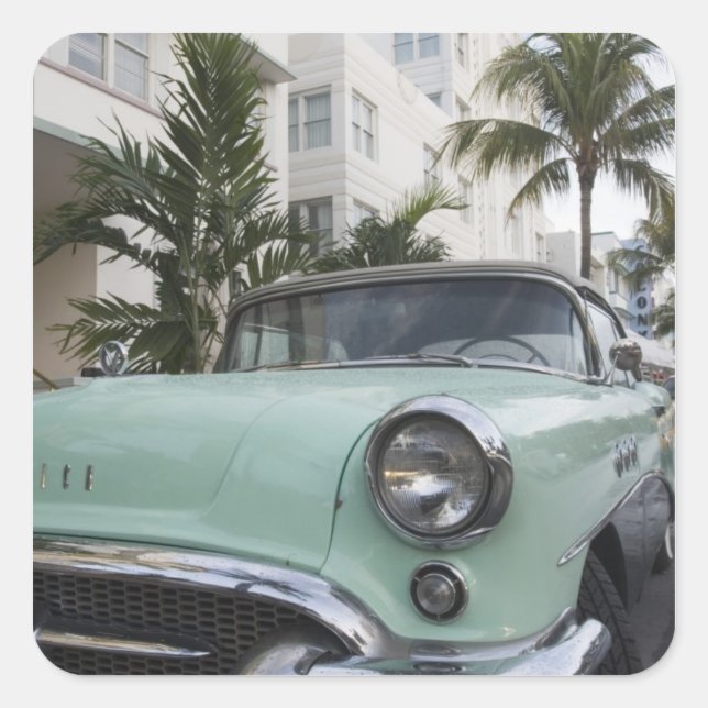 Pegatina Cuadrada EE. UU., Florida, Miami Beach: South Beach, 1956 3 (Anverso)