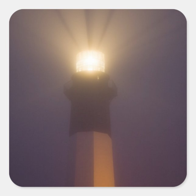 Pegatina Cuadrada EE. UU.; Georgia; Savannah.  Faro de la isla Tybee (Anverso)