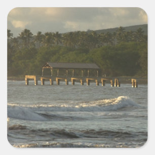 Pegatina Cuadrada EE. UU., Hawái, Kauai, costa suroeste, cerca