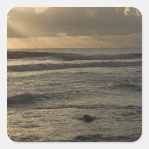 Pegatina Cuadrada EE. UU., Hawái, Kauai, costa suroeste, cerca de Wa