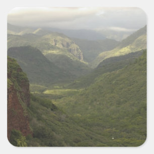 Pegatina Cuadrada EE. UU., Hawái, Kauai, mirador del cañón. (RF)