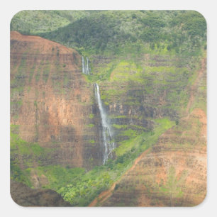 Pegatina Cuadrada EE. UU., Hawái, Kauai, Waimea, Cañón de Waimea