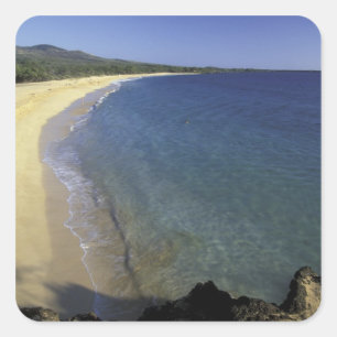 Pegatina Cuadrada EE. UU., Hawái, Maui, Maui, Makena Beach,