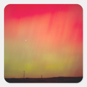 Pegatina Cuadrada EE. UU., Idaho. Aurora borealis, luces del norte a