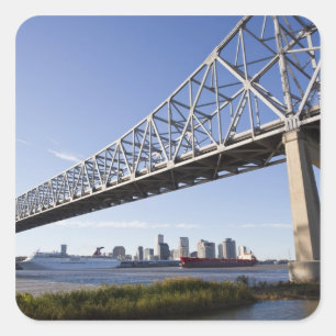 Pegatina Cuadrada EE.UU., Louisiana, Nueva Orleans. Línea aérea de 2