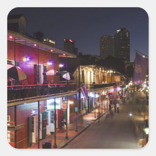 Pegatina Cuadrada EE.UU., Luisiana, Nueva Orleans. Barrio francés,