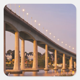 Pegatina Cuadrada EE. UU., Maryland, Annapolis. Puente del río Sever