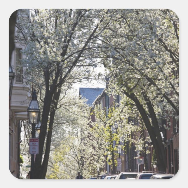 Pegatina Cuadrada EE. UU., Massachusetts, Boston, Beacon Hill. (Anverso)
