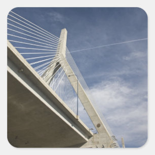 Pegatina Cuadrada EE. UU., Massachusetts, Boston. El puente Zakim.