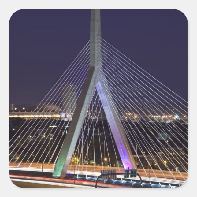 Pegatina Cuadrada EE. UU., Massachusetts, Boston. Leonard Zakim (Anverso)