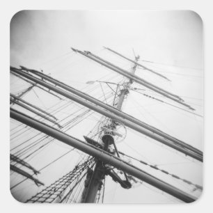 Pegatina Cuadrada EE. UU., Massachusetts, Boston. Mástiles de barco