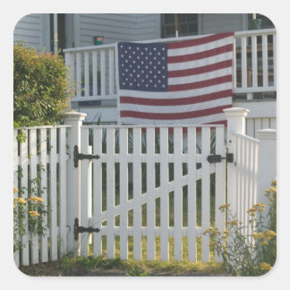 Pegatina Cuadrada EE.UU., Massachusetts, Gloucester: valla patriótic
