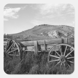 Pegatina Cuadrada EE. UU., Montana, Bannack State Park Viejo carro h