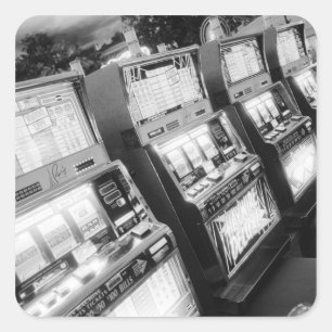 Pegatina Cuadrada EE. UU., Nevada, Las Vegas: máquinas tragamonedas 