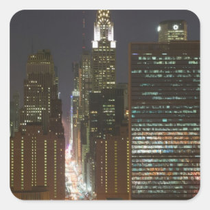 Pegatina Cuadrada EE.UU., Nueva York City, View of Midtown con