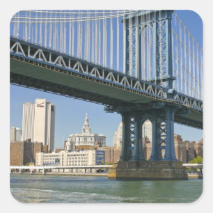 Pegatina Cuadrada EE. UU., Nueva York, Ciudad de Nueva York. Puente