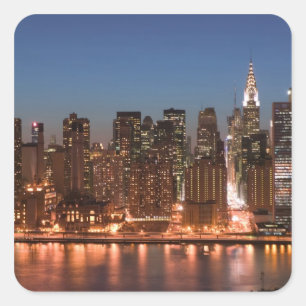 Pegatina Cuadrada EE.UU., Nueva York, Nueva York, Manhattan: Aeroná