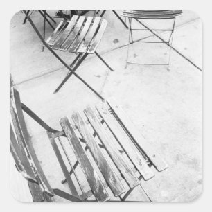 Pegatina Cuadrada EE. UU., NUEVA YORK: Sillas de café de la ciudad d