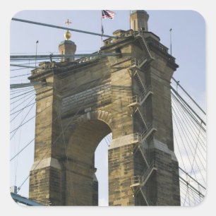 Pegatina Cuadrada EE. UU., Ohio, Cincinnati: Suspensión Roebling
