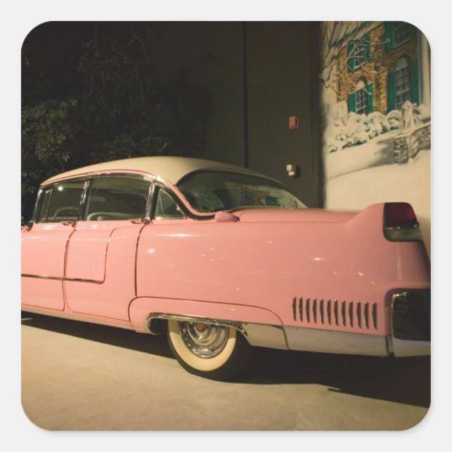 Pegatina Cuadrada EE. UU., Tennessee, Memphis, Elvis Presley 3 (Anverso)