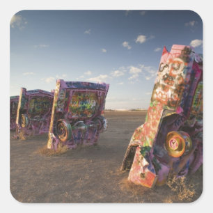 Pegatina Cuadrada EE.UU., TEXAS, Área Panhandle, Amarillo: Cadillac