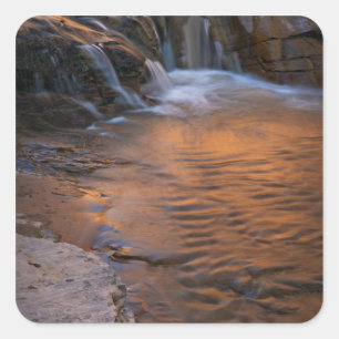 Pegatina Cuadrada EE. UU., Utah, Escalante Wilderness. Cascada en