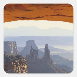 Pegatina Cuadrada EE. UU., Utah, Parque Nacional Canyonlands, Vista 