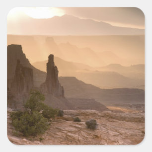Pegatina Cuadrada EE. UU.; Utah; Parque Nacional Canyonlands. Vista 