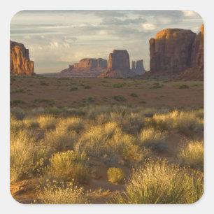 Pegatina Cuadrada EE. UU., Utah, Parque Nacional Monument Valley.