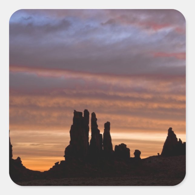 Pegatina Cuadrada EE. UU., Utah, Parque Nacional Monument Valley. 2 (Anverso)