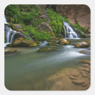 Pegatina Cuadrada EE. UU., Utah, Parque Nacional Zion. El Virgin