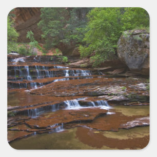 Pegatina Cuadrada EE. UU., Utah, Parque Nacional Zion. Escénico desd