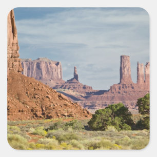 Pegatina Cuadrada EE. UU., Utah, Parque Tribal Navajo del Valle de l