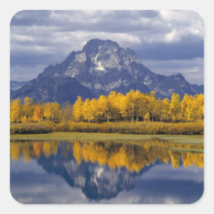 Pegatina Cuadrada EE. UU., Wyoming, Parque Nacional Grand Teton. Con