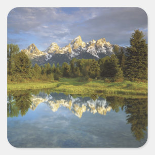 Pegatina Cuadrada EE. UU., Wyoming, Parque Nacional Grand Teton. Gra