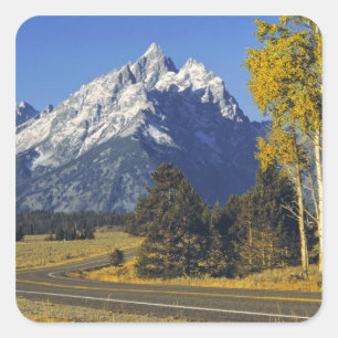 Pegatina Cuadrada EE. UU., Wyoming, Parque Nacional Grand Teton. Tet