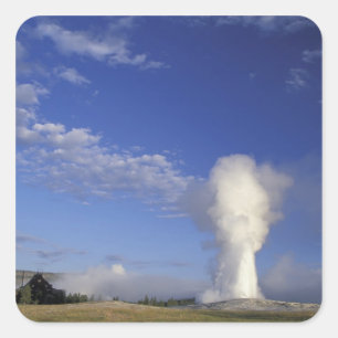 Pegatina Cuadrada EE. UU., Wyoming. Parque Nacional Yellowstone. Vie