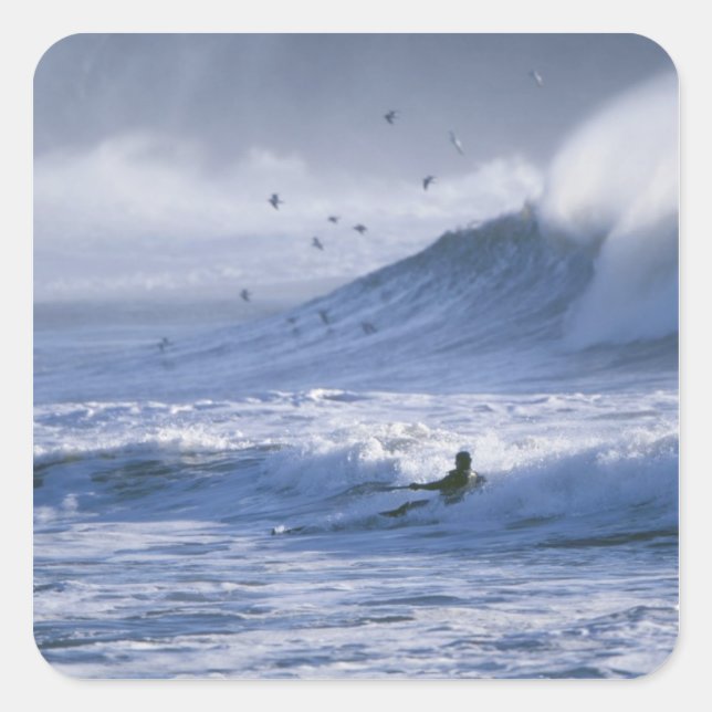 Pegatina Cuadrada EEUU, Estado de Washington, La Push. Man kayak (Anverso)