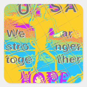 Pegatina Cuadrada EEUU Hope: Colorido diseño texturado