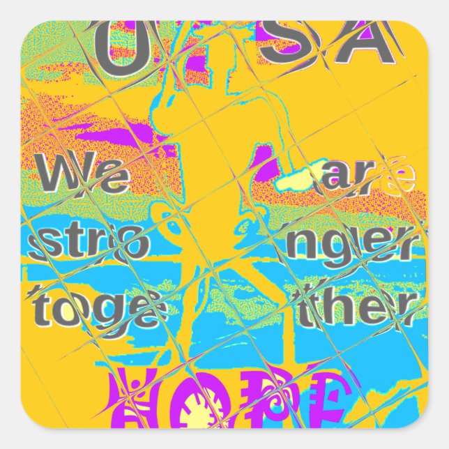 Pegatina Cuadrada EEUU Hope: Colorido diseño texturado (Anverso)