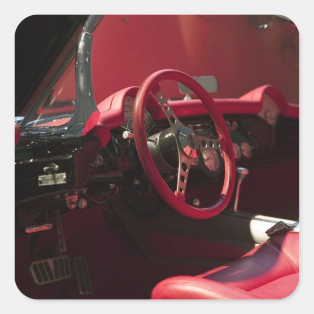 Pegatina Cuadrada EEUU, Kentucky, Bowling Green: Corvette nacional (Anverso)