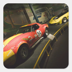 Pegatina Cuadrada EEUU, Kentucky, Bowling Green: Corvette nacional 4