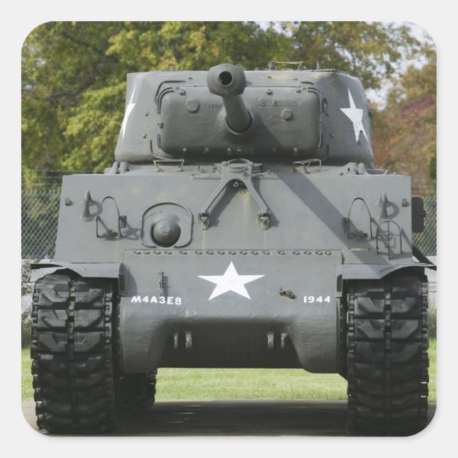 Pegatina Cuadrada EEUU, Kentucky, Fort Knox: Museo Patton de (Anverso)