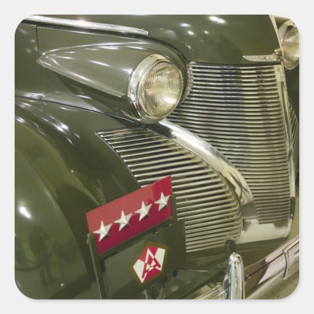 Pegatina Cuadrada EEUU, Kentucky, Fort Knox: Museo Patton de (Anverso)