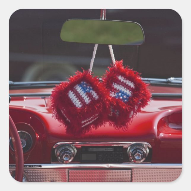 Pegatina Cuadrada EEUU, Massachusetts, Gloucester. Divisa difusa con (Anverso)