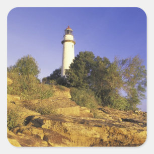 Pegatina Cuadrada EEUU, Michigan, Lago Huron. Pointe Aux Barques