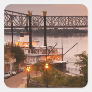 Pegatina Cuadrada EEUU, Mississippi, Natchez. Natchez Under the