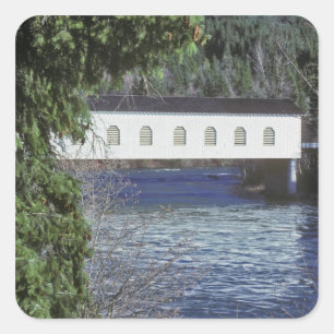 Pegatina Cuadrada EEUU, Oregón. Una toma cruzando el