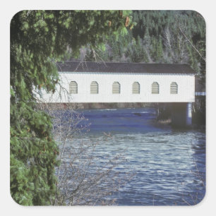 Pegatina Cuadrada EEUU, Oregón. Una toma cruzando el