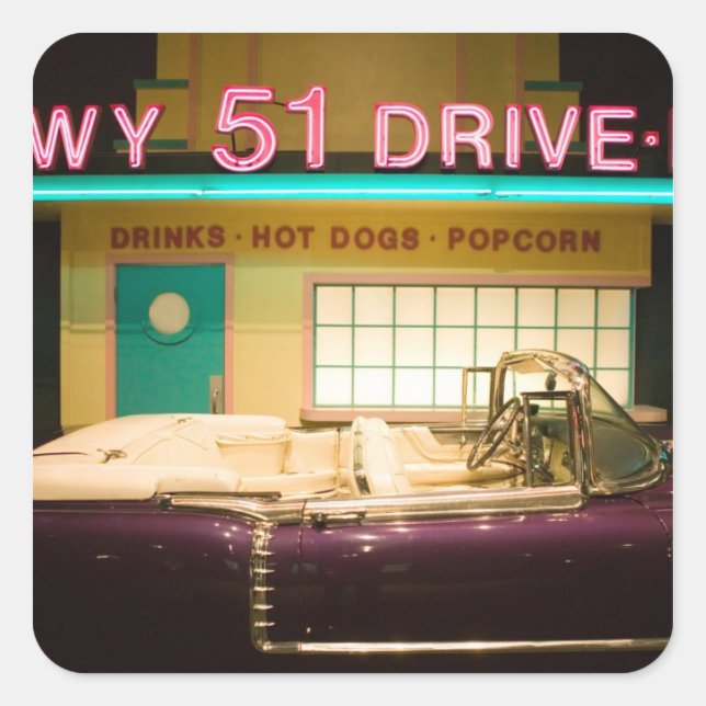 Pegatina Cuadrada EEUU, Tennessee, Memphis: Elvis Presley (Anverso)